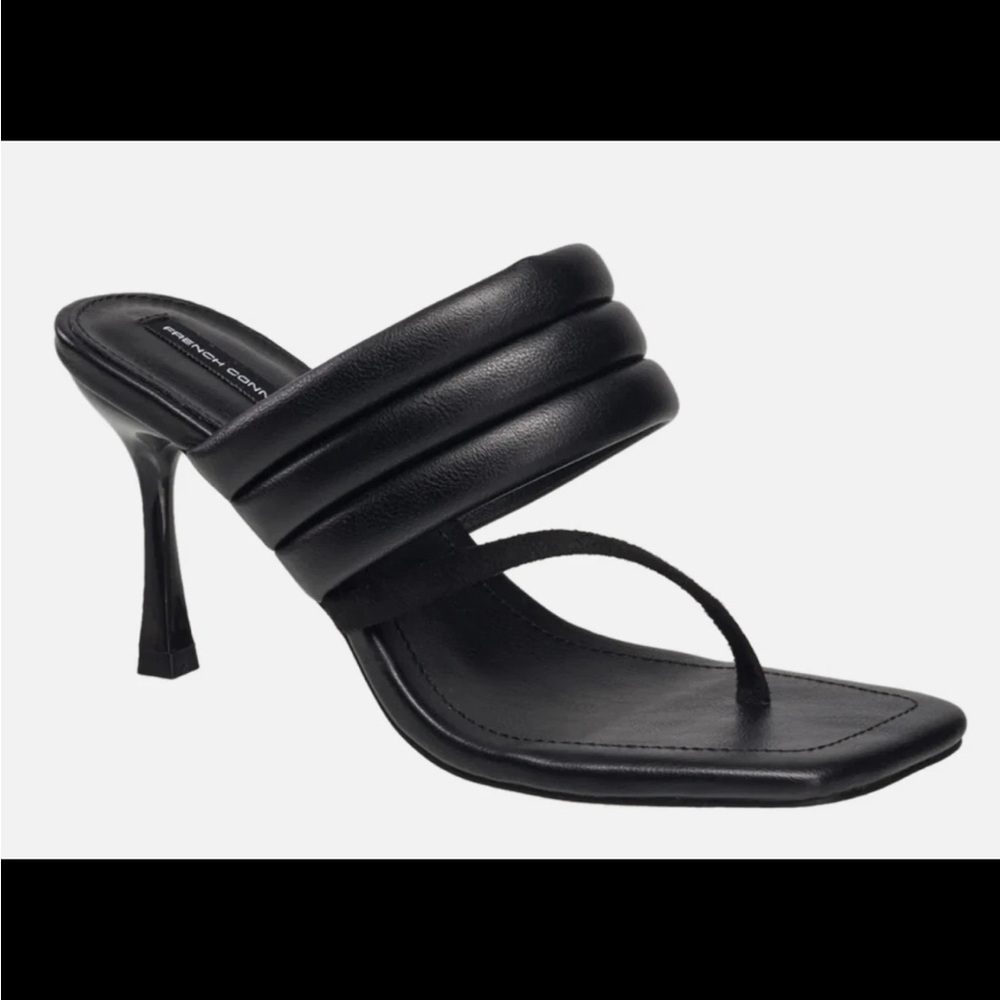 French Connection Valerie Black Quilted Slide Sandals - Size 6 - NWT